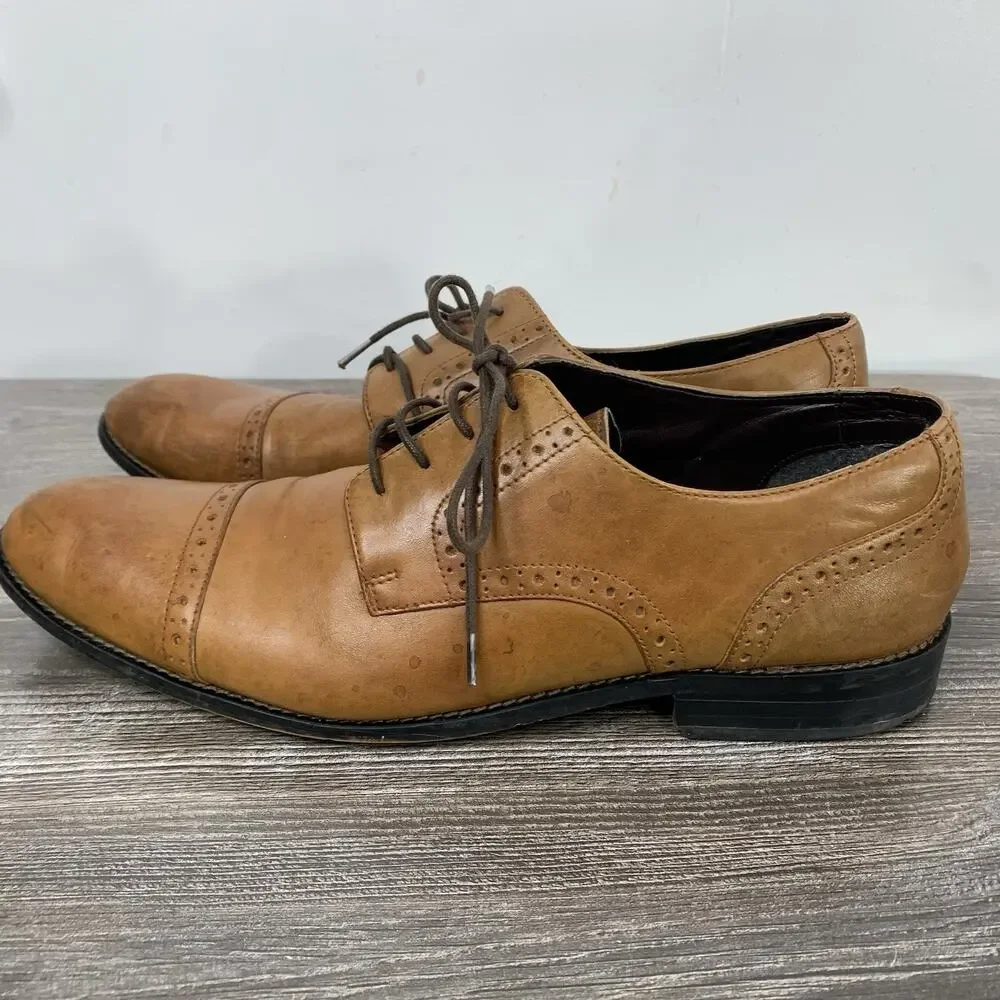 Stacy Adams Prescott Dress Shoes mens‎ 13M Brown leather cap toe oxford 24858